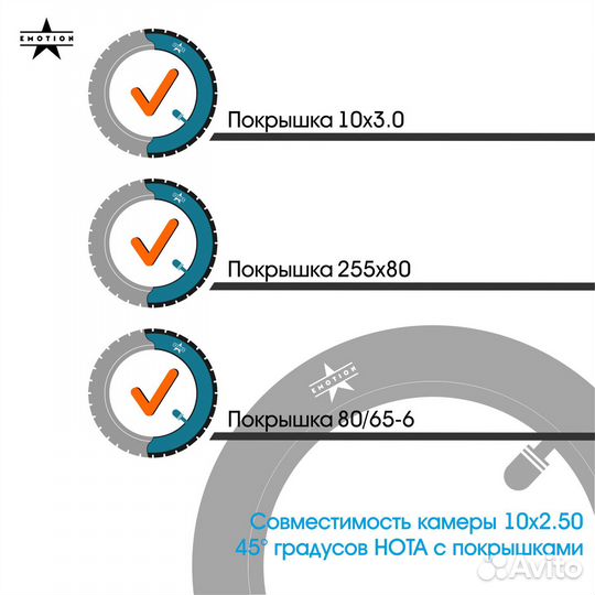 Камера для электросамоката 10 дюймов 10х2.50 / 45