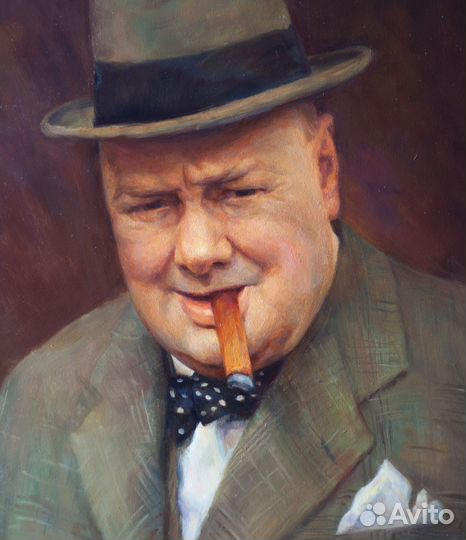Портрет по фото маслом на холсте. Черчилль.Тюмень