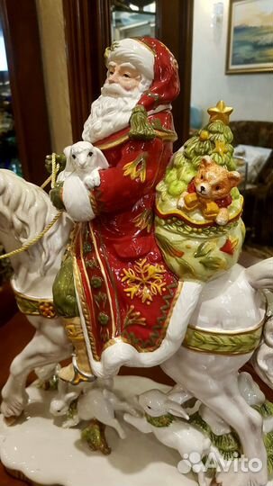 Дед Мороз на лошади Фарфор 42см Fitz and Floyd