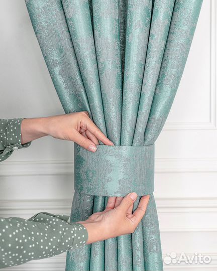 Комплект штор мрамор Зарина Бирюза