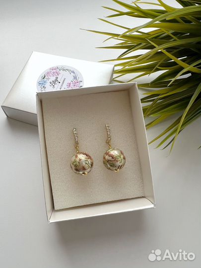 Серьги с японскими бусинами Тенша