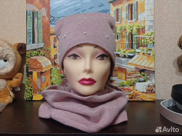 Комплект шапка и снуд женский