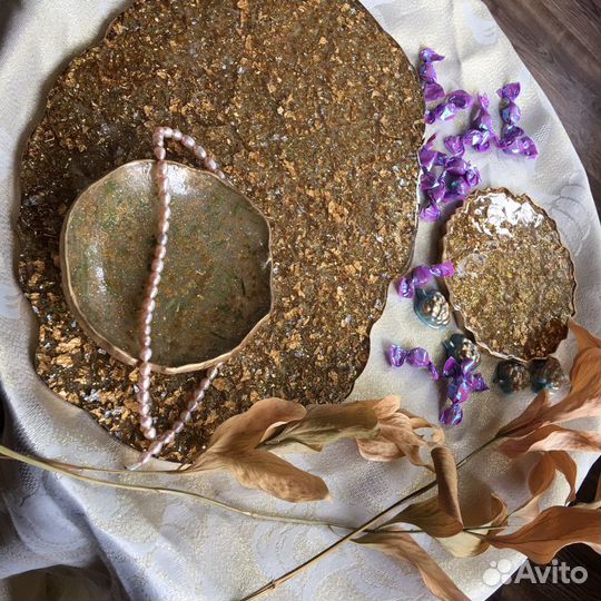 Поднос и подстаканники из эпоксидной смолы