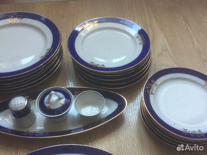 Сервиз столовый кобальт дулево, винтаж СССР