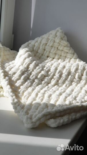 Детский вязаный плюшевый плед