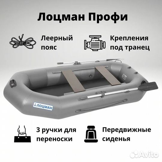 Лодка надувная гребная Лоцман 260. Под Мотор
