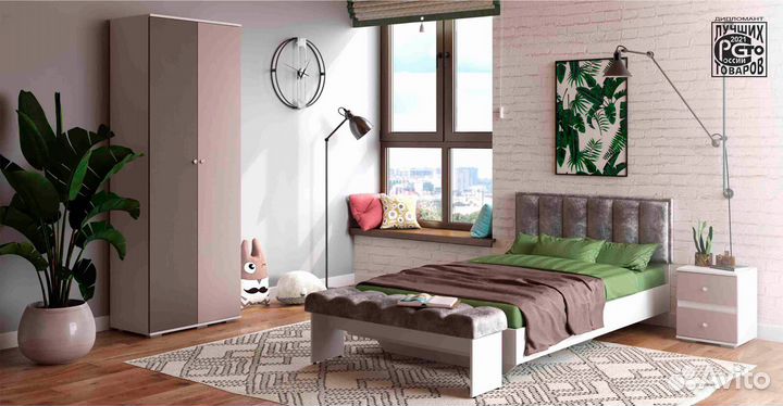 Кровать Мемори одинарная кр-09 белый/серый (И)