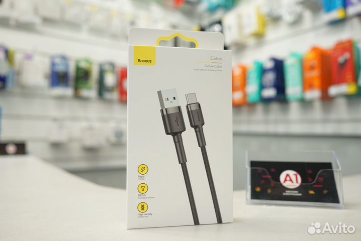Кабель Baseus Cafule USB - Type-C Grey+Black 1м