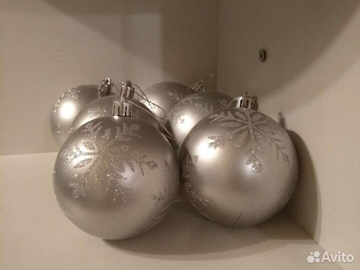Новогодний набор елочных шаров серебристые шары