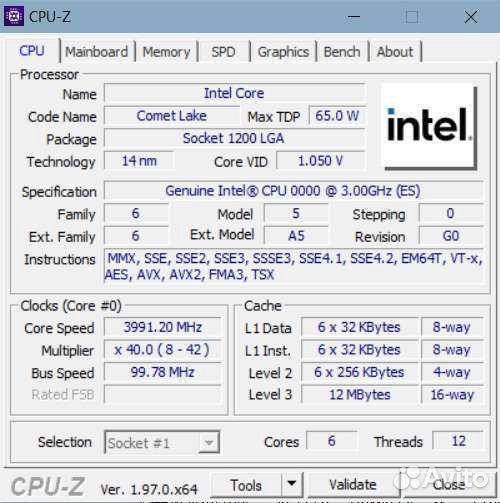Intel Core i5-10500 es lga1200