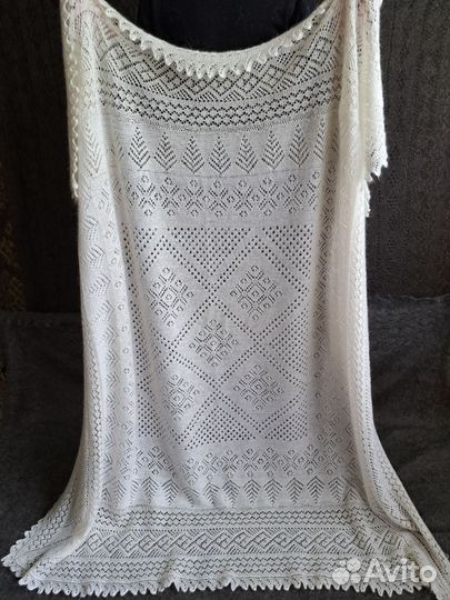 Пуховый платок шаль. Белая шаль