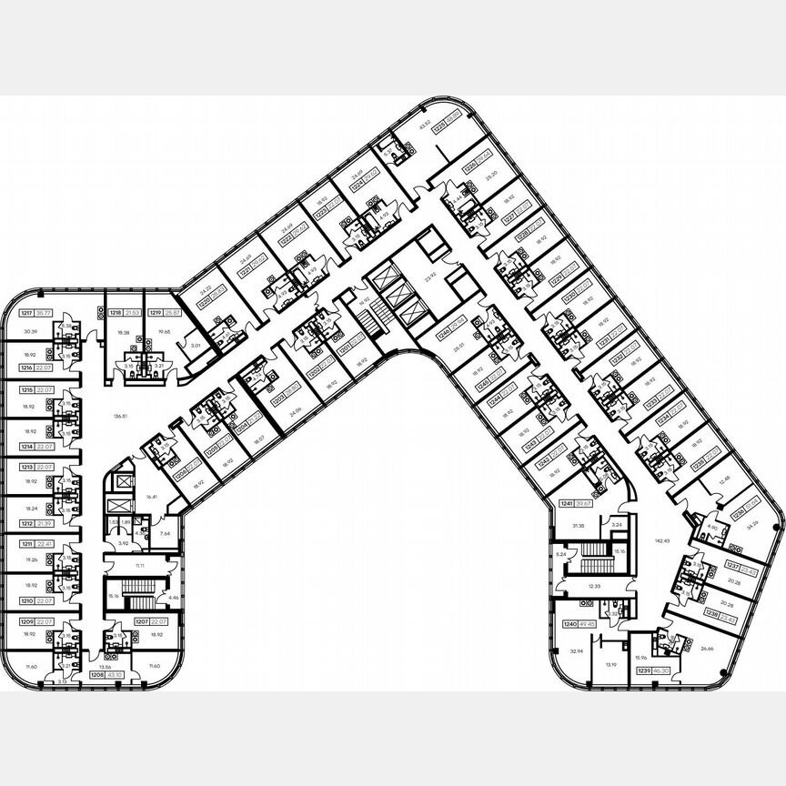 1-к. апартаменты, 46,2 м², 12/15 эт.