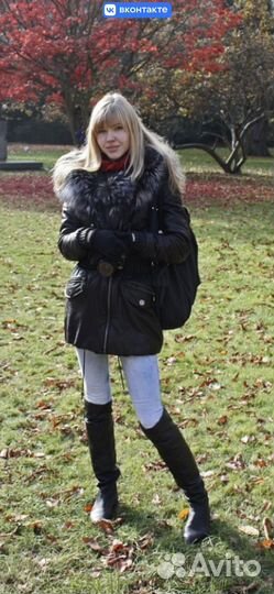 Куртка натуральная кожа.Мех чернобурка