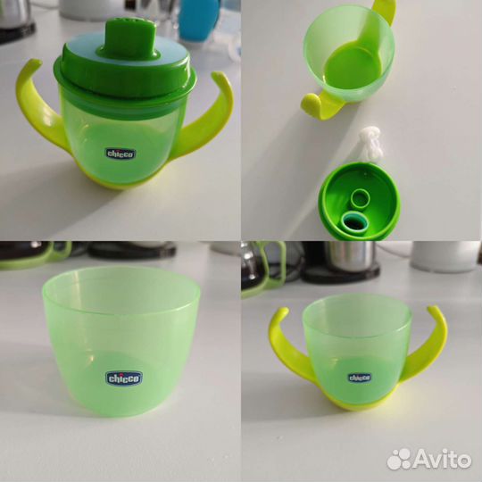 Поильник, бутылочка, тарелка, ложки