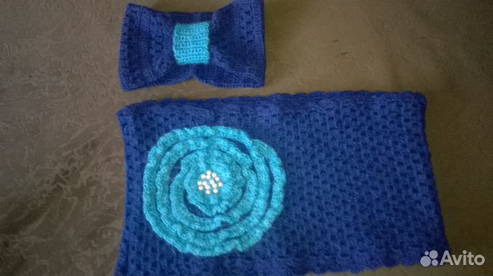 Шарф снуд на 2 оборота и повязка