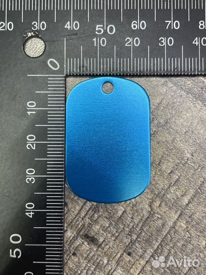 Адресник с гравировкой, голубой, 25х38