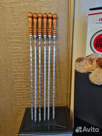 Комплект шампуров, нерж сталь, деревянная ручка
