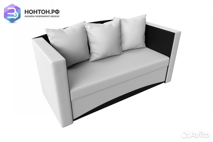 Кушетка выкатная Чарли экокожа белая / черная