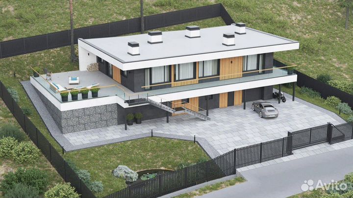 Проектирование современный дом хайтек с террасой