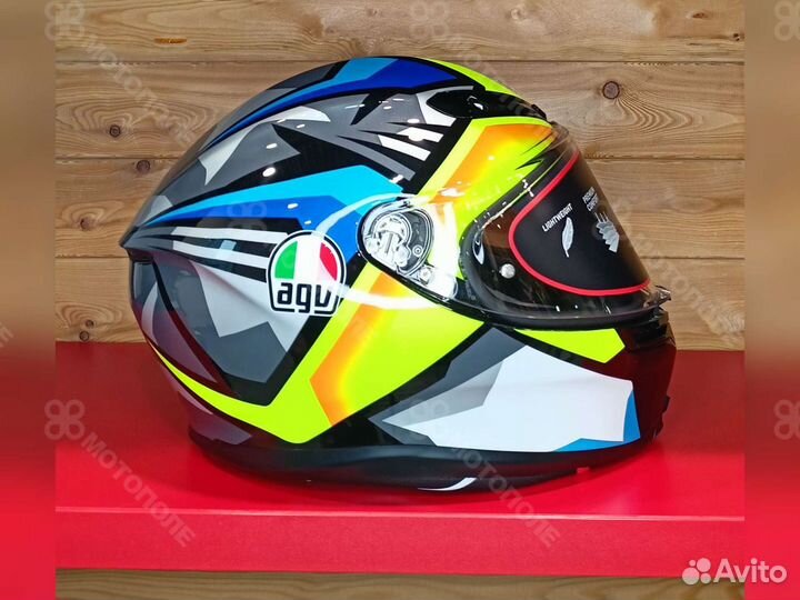 Шлем интегральный AGV К6 black/blue/yellow (L)