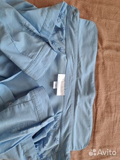 Блузка школьная голубая р.134 с вышивкой