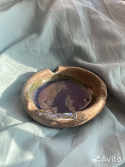 Керамическая пепельница озеро ручной работы