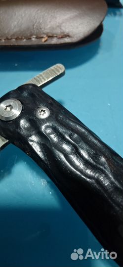 Складной нож дамасская сталь эбеновое дерево