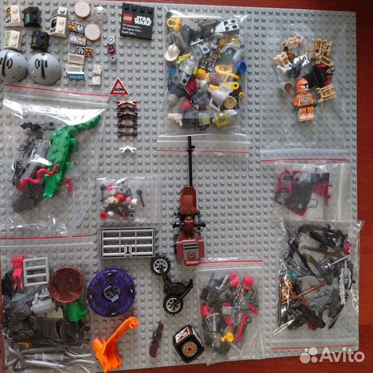 Lego детали, фигурки, аксессуары, оружие, животные