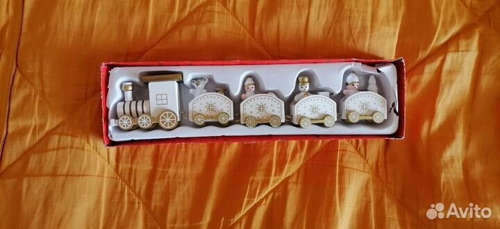 Паровозик новогодний, ручной работы, сувенирная иг