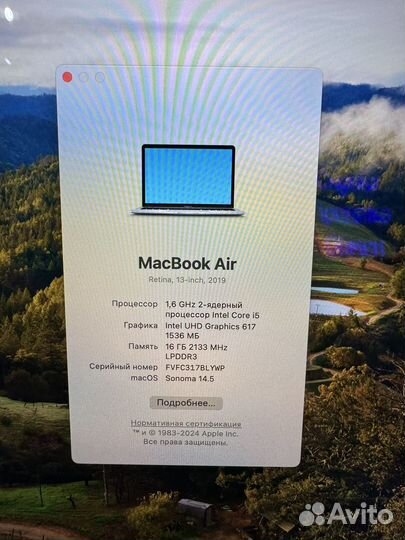 Apple macbook air 13 2019 16/256gb