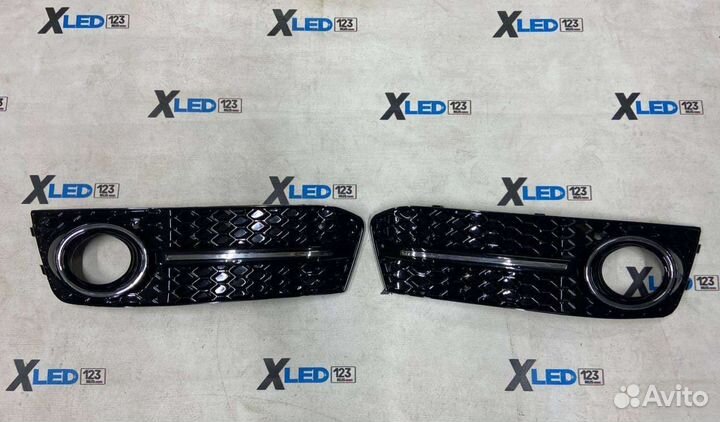 Вставки в бампер Audi RS4 b8 дорест чёрные