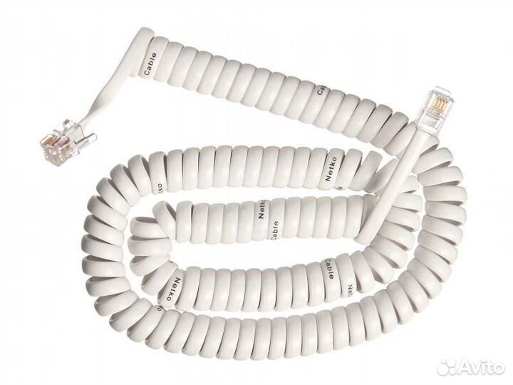 Шнур телефонный витой (4р4с) 2,5 метра / белый