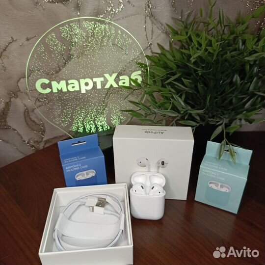 Наушники Airpods 2 чип airoha + чехол в подарок