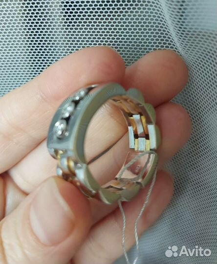 Кольцо мужское с бриллиантами 750 проба