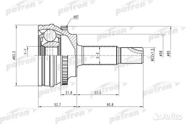 Шрус наружн к-кт 24x58x23 ABS:48T toyota: Yaris 99
