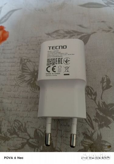 Зарядка tecno 18w