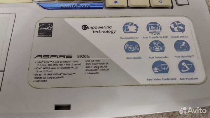 Ноутбук Acer aspire 5920G на запчасти / под ремонт