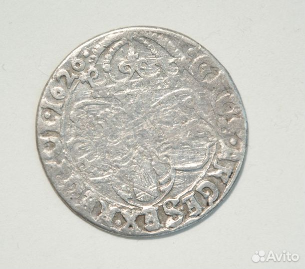 Монета Польша серебро 17 век 6 грошей