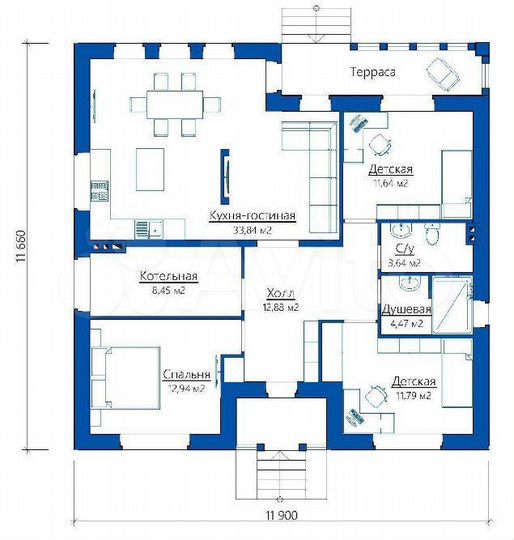 Дом 108 м² на участке 8 сот.