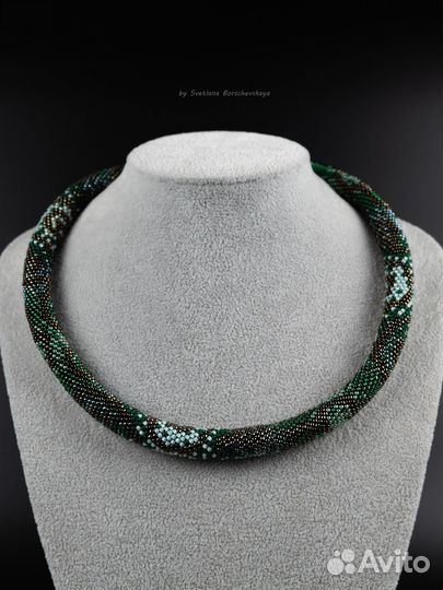 Колье жгут из японского бисера Green