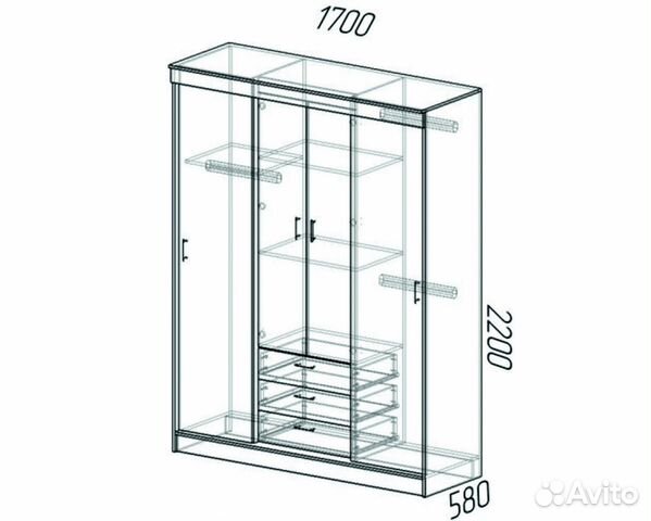 Шкаф купе лорд 1,7метра