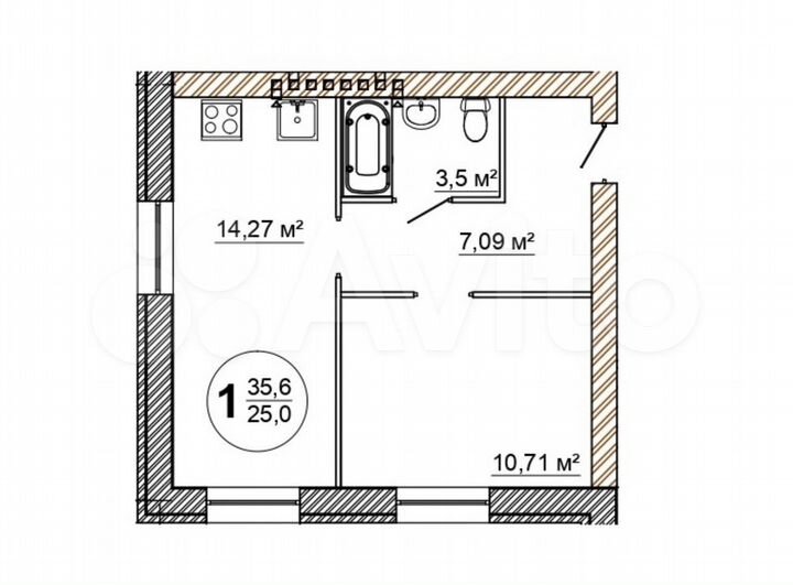 1-к. квартира, 35,9 м², 3/4 эт.