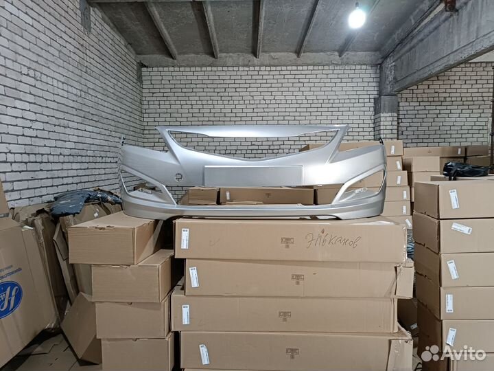 Бампер передний hyundai solaris цвет серебристый