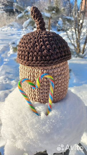 Желудь-корзинка из трикотажной пряжи