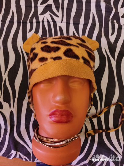 Шапка детская с ушками леопард
