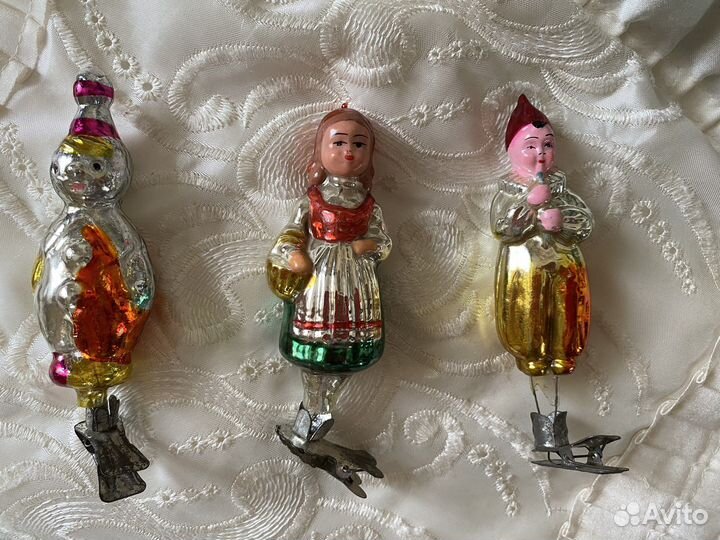 Елочные игрушки стеклянные на прищепках