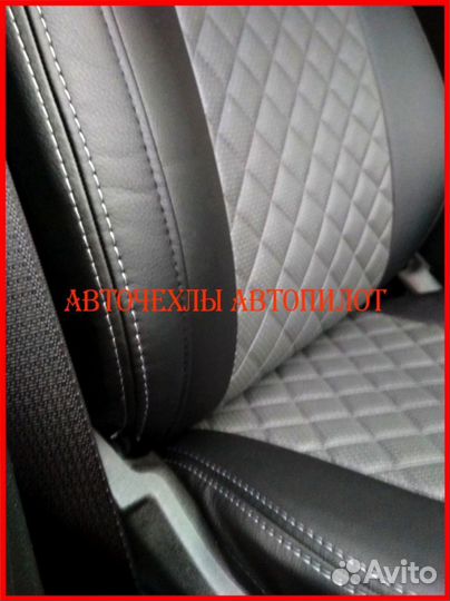 Чехлы Автопилот Opel Astra из экокожи чёрно-серые