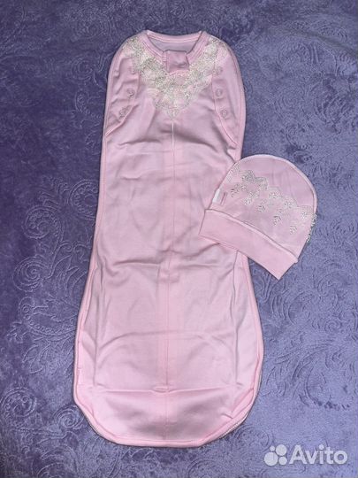 Кокон для новорожденных с шапочкой нарядный