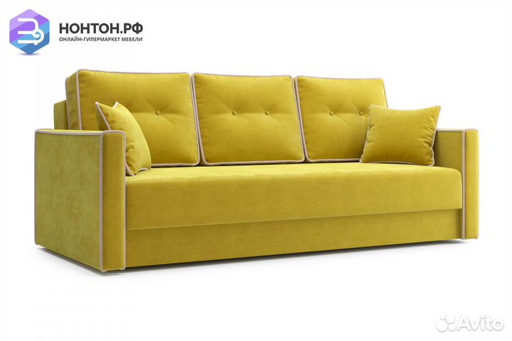 Диван еврокнижка Леон 3-х местный горчичный