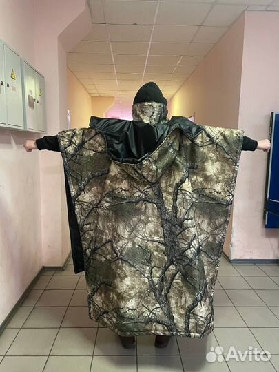 Дождевик мужской с капюшоном военный камуфляжный